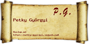 Petky Györgyi névjegykártya
